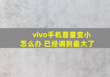 vivo手机音量变小怎么办 已经调到最大了